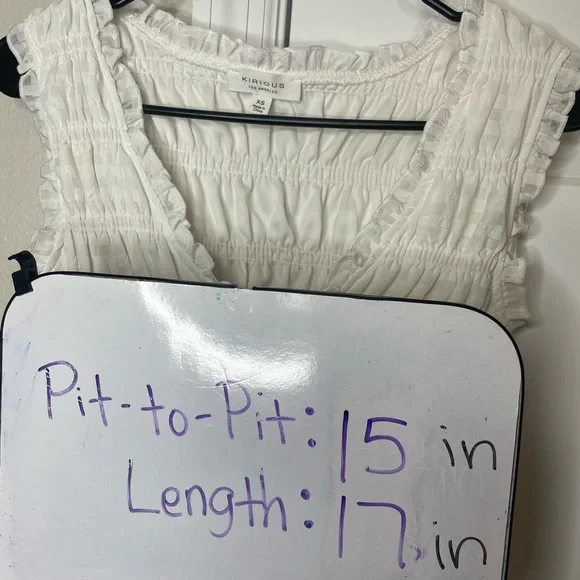 KIRIOUS Los Angeles White Ruffle Tie Front Peplum Top XS - Picture 6 of 8